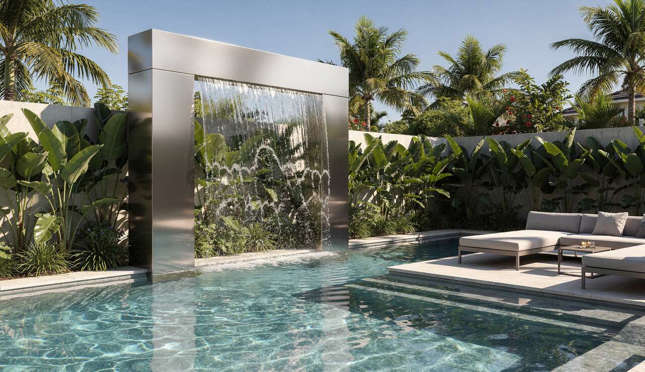 Cascade inox moderne pour piscine : ajoutez une touche design