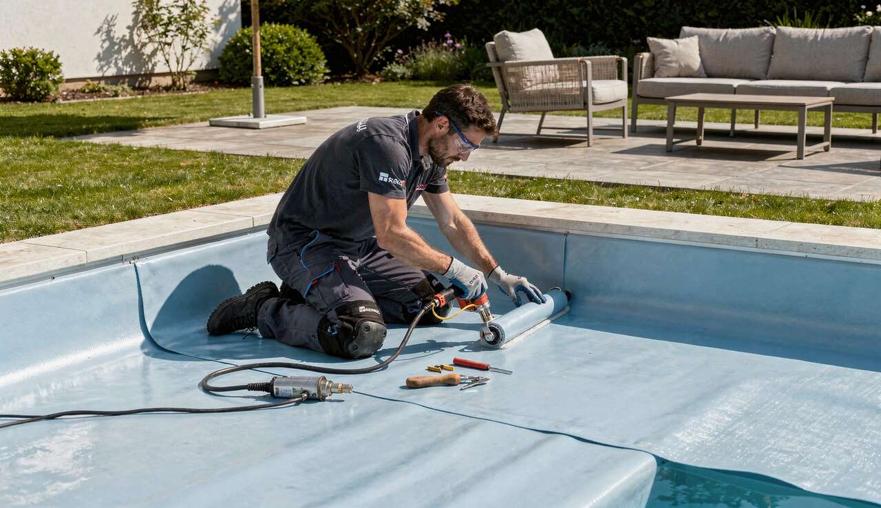 Processus d'installation d'une membrane pvc arm&eacute;e