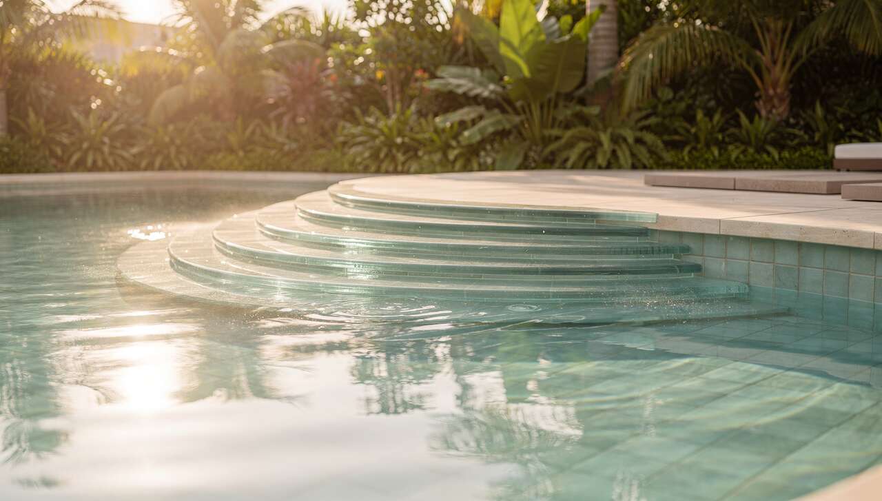 Am&eacute;liorer l'esth&eacute;tique de votre piscine avec un escalier en r&eacute;sine