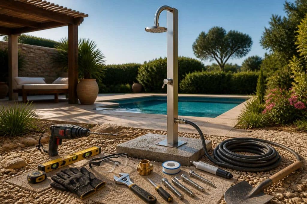 Ajout d'une douche extérieure près de votre piscine