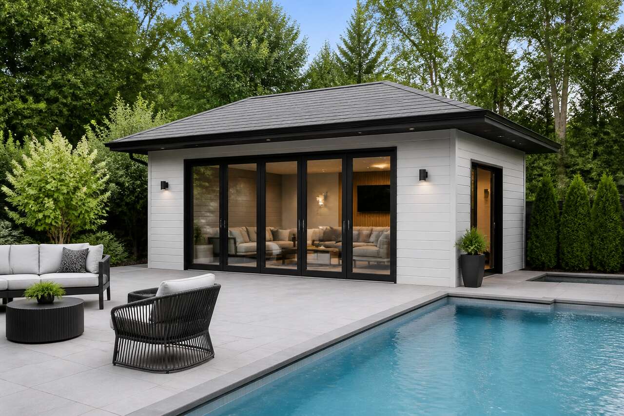 Présentation du pool house en résine Présentation du pool house en résine