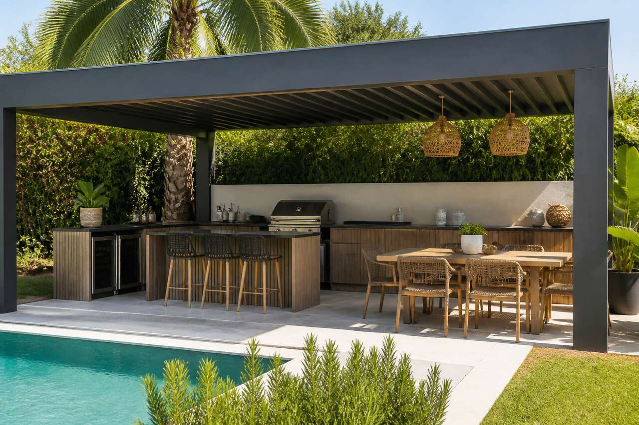 Créer une cuisine d'été sous le pool house Créer une cuisine d'été sous le pool house