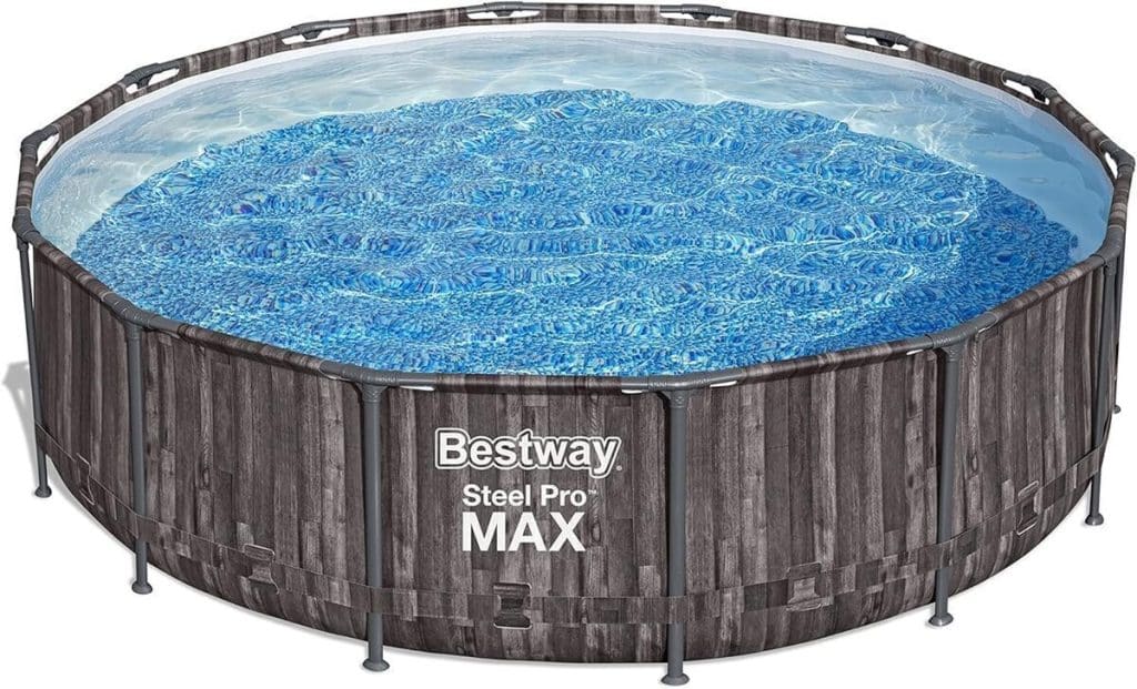 Test du bestway steel pro max frame : piscine complète aspect bois