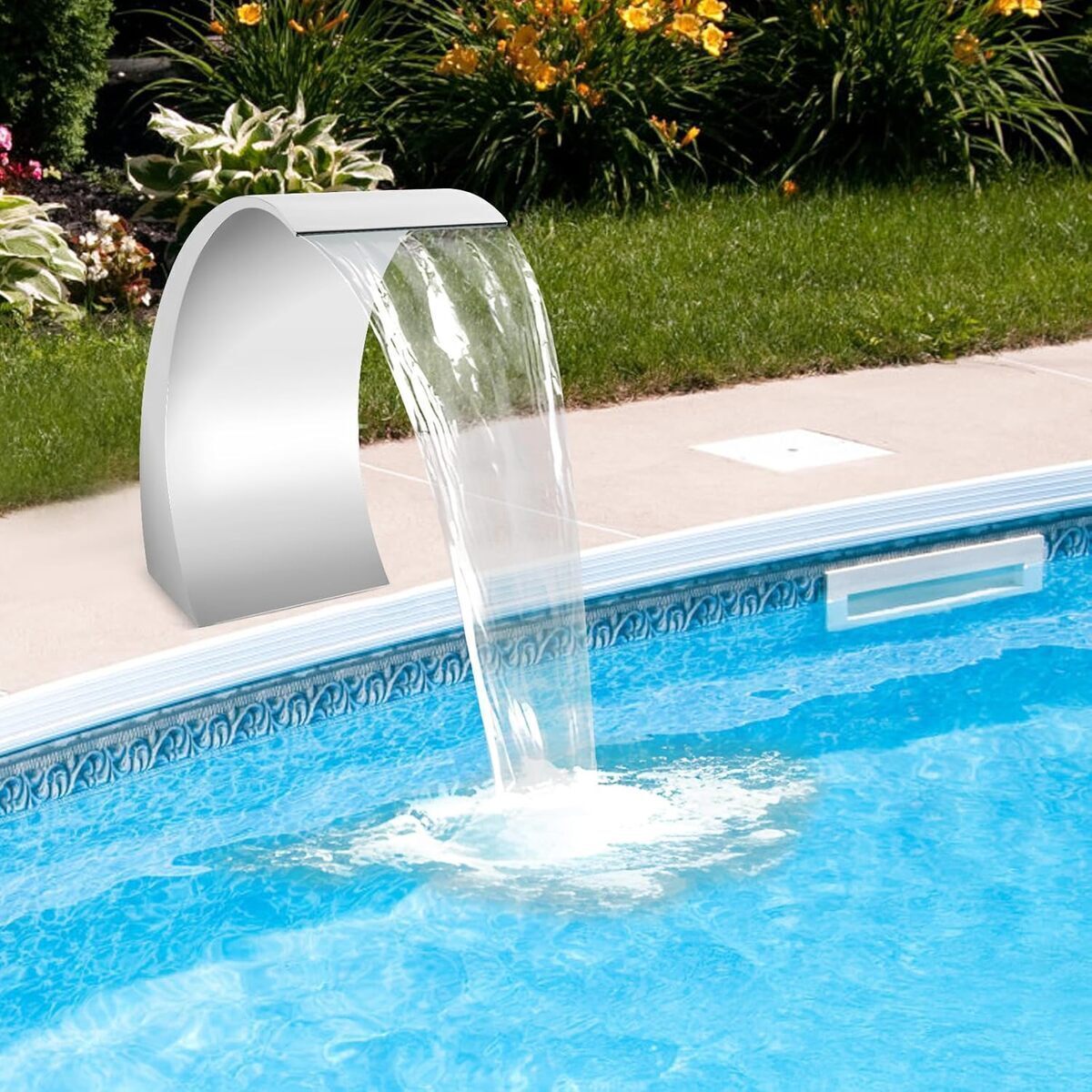 Test fontaine cascade design en acier inoxydable