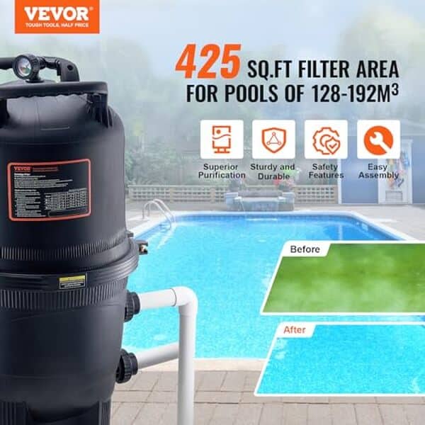 Découvrez notre test détaillé du filtre à cartouche VEVOR 40 m² : efficacité, installation, entretien et avis complets pour votre piscine.