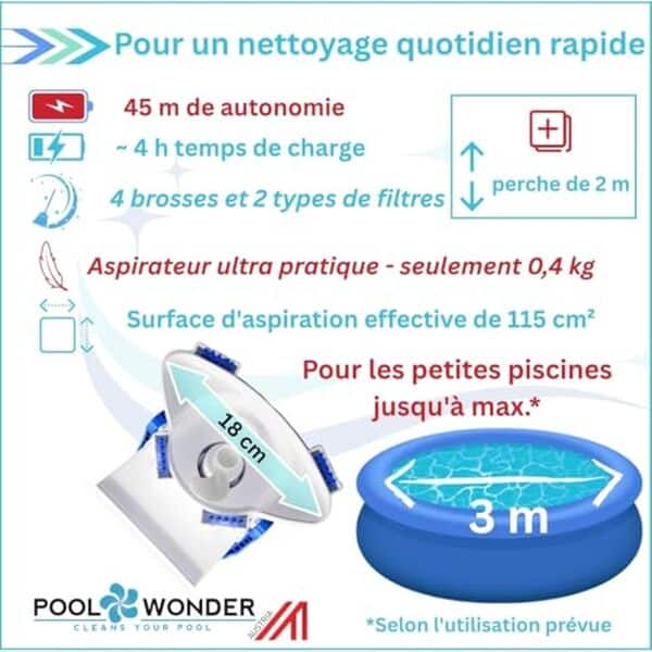 Découvrez notre test complet de l'aspirateur de piscine Poolwonder Cleverix à batterie : performances, avantages et avis pour choisir le meilleur nettoyeur automatique.
