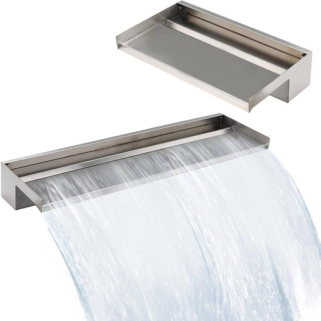 Test de la fontaine cascade E-ANG.W en inox 304 (30 cm) pour terrasse