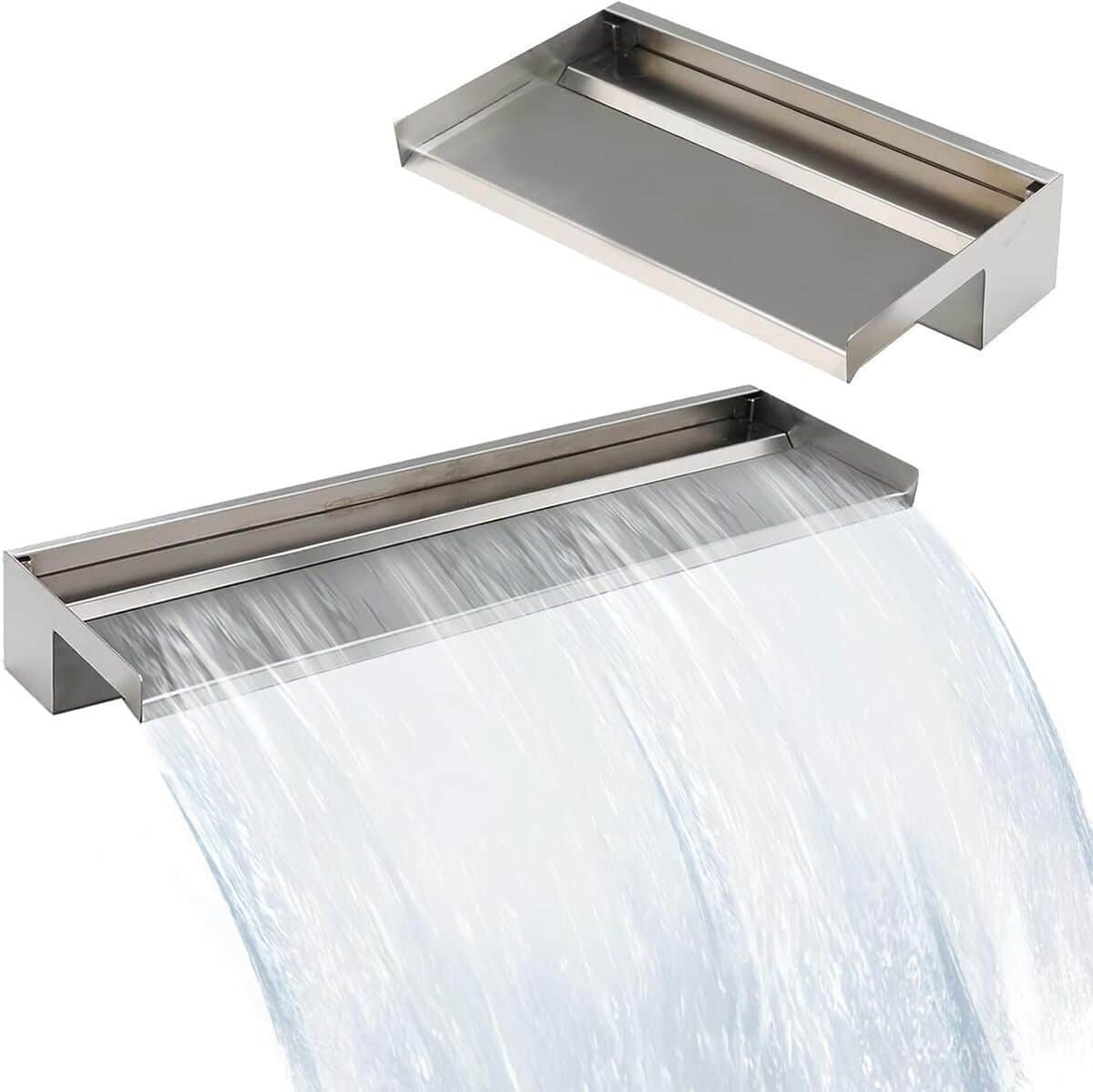 Test de la fontaine cascade E-ANG.W en inox 304 (30 cm) pour terrasse