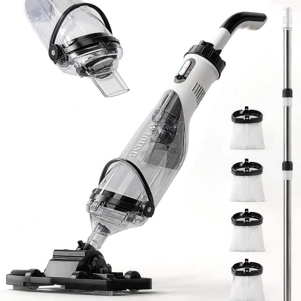 Test de l'aspirateur portatif pour piscine hors sol et creusée, jacuzzi noir
